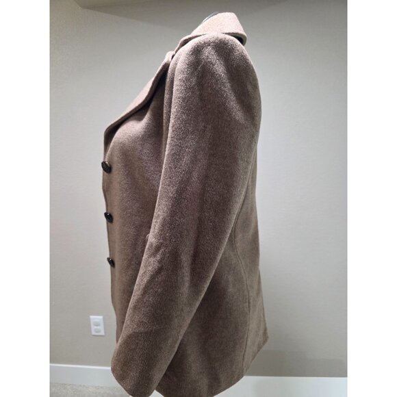 Womens Medium Brown Wool-Blend Coat With Decorative Buttons & Two Side Pockets - Picture 6 of 13